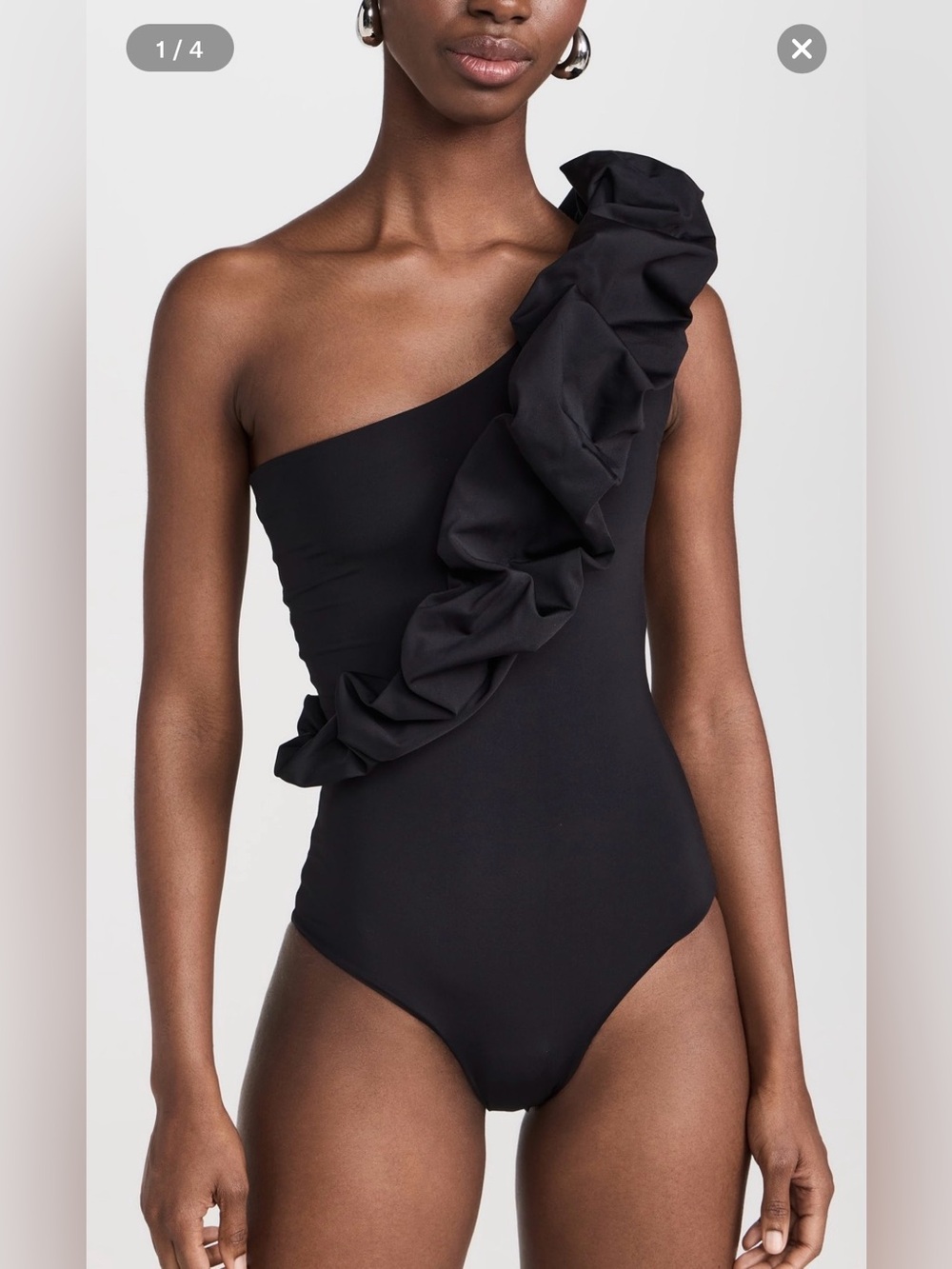 MAYGEL CORONEL Elena one piece black ruffle swim suit  ONE SIZE